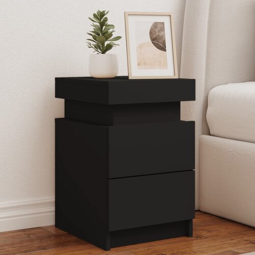  The Living Store Nočna omarica z LED lučkami 2 kosa črna 35x39x55 cm - Nočna Omarica, (21453628) Cene