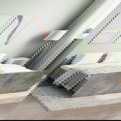 The Living Store Posteljni okvir z vzglavjem in vznožjem betonsko siv 160x200 cm - Posteljni Okvir, (21454008) Slike
