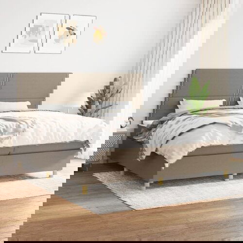 The Living Store Box spring postelja z vzmetnico taupe 200x200 cm blago - Box Spring Postelja, (21514221) Cene