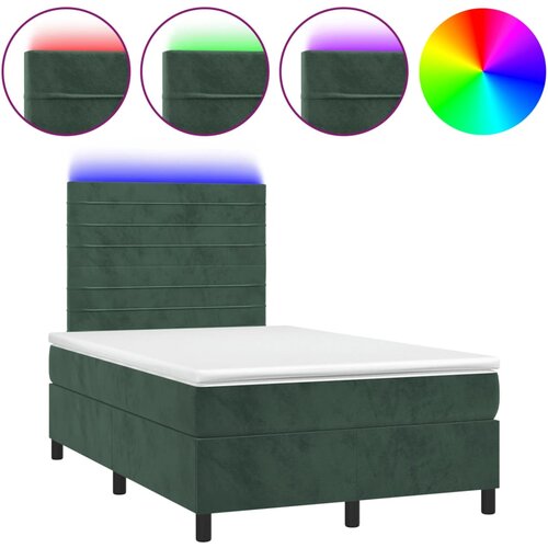 Maison Chic Box spring postelja - Vzmetna postelja z vzmetnico LED tem. zelena 120x200cm žamet SL15909, (21895786) Cene