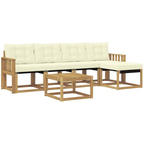 vidaXL Zunanja garnitura za sedenje z blazino 6 pcs Bela in krem, (5000280977) Cene