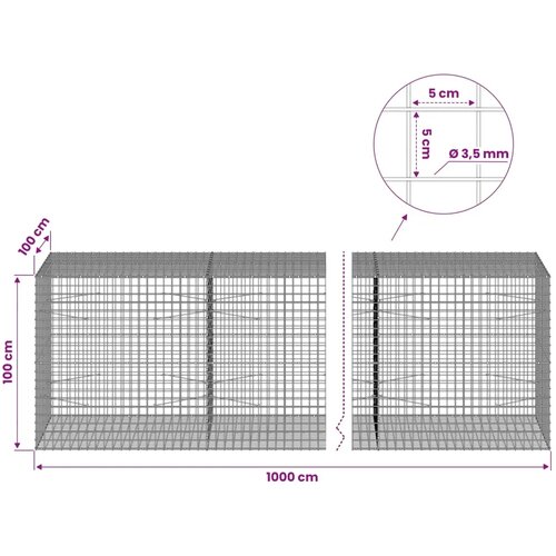  Gabion s žicom debljine 3 5 mm i mrežom 5x5 cm 1000x100x100 cm - 100 cm 100 cm 1000 cm Slike