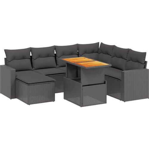 Maison Chic Seti vrtnega pohištva - Vrtna garnitura - Vrtni pohištvo set 8-delna z blazinami črn poli ratan, (21799347) Cene