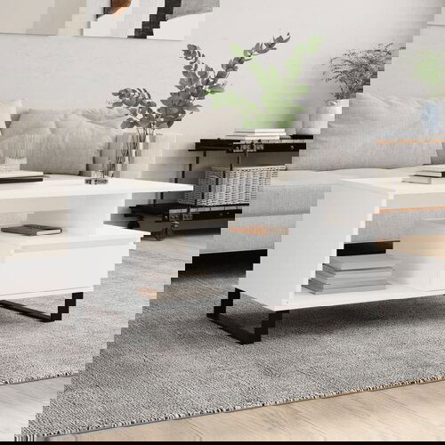 VidaXL Klubska mizica bela 90x49x45 inženirski les Slike