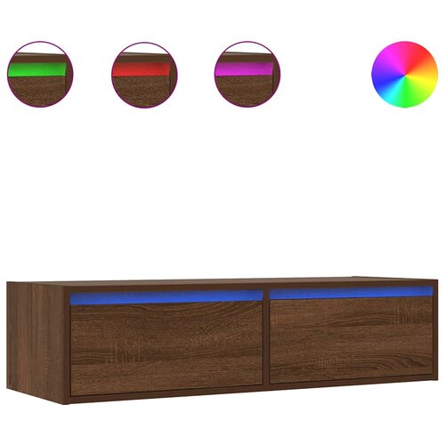 Maison Chic TV omarica - TV stojalo - Televizijska omarica z LED lučkami rjav hrast 100X35,5x25 cm, (21702154) Cene