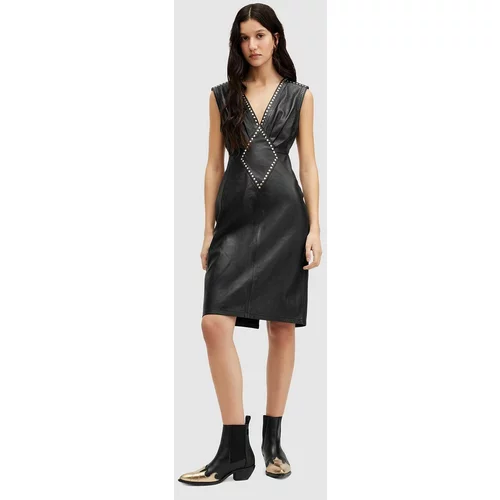 AllSaints Kožna haljina SYLA LEA STUD DRESS boja: crna, mini, uska, WL536Z