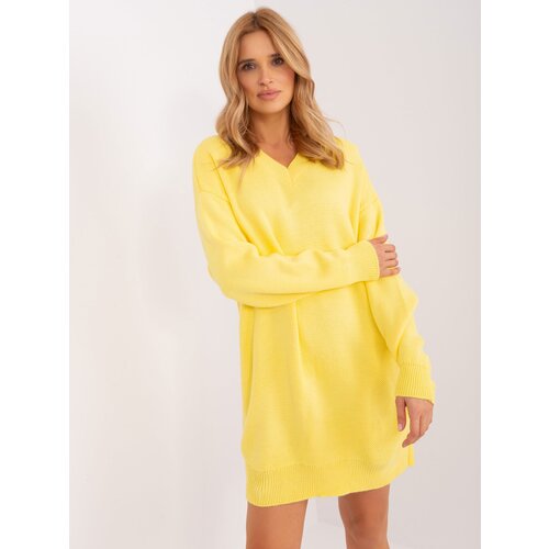 Fashion Hunters Yellow knitted dress with wool Slike