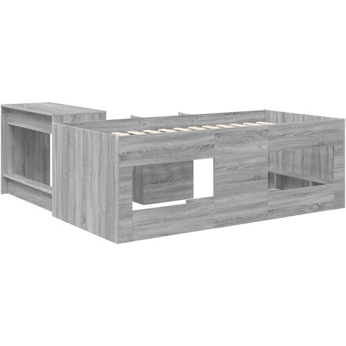  Krevet za djecu s visokim okvirom i stolom 2 kom. Siva Sonoma 90 x 190 cm Slike