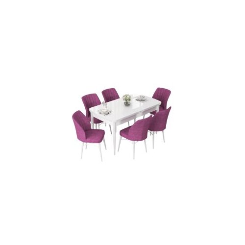 Hanah home set trpezarijski sto i 6 stolica nef white purple Cene
