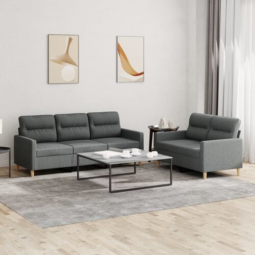  2-dijelni set sofa s jastucima tamnosivi od tkanine Cene