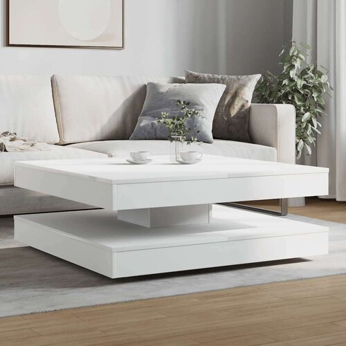 VidaXL Stol za kavu rotirajući za 360 stupnjeva bijeli 90x90x34,5 cm Slike