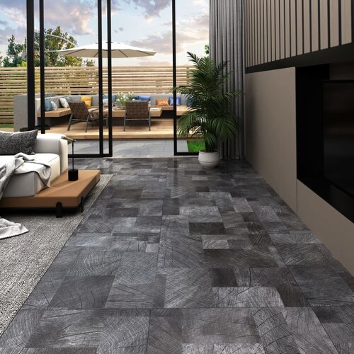 VidaXL PVC talna plo&amp;scaron;ča samolepilna 5,11 m&amp;sup2; lesena struktura siva Slike