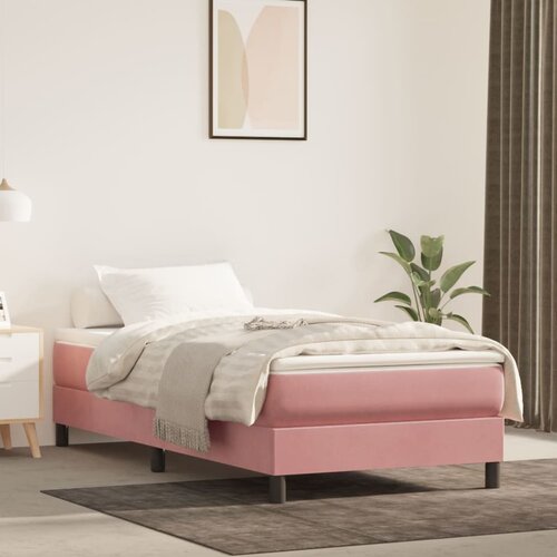 VidaXL Box spring posteljni okvir roza 90x200 cm žamet Slike