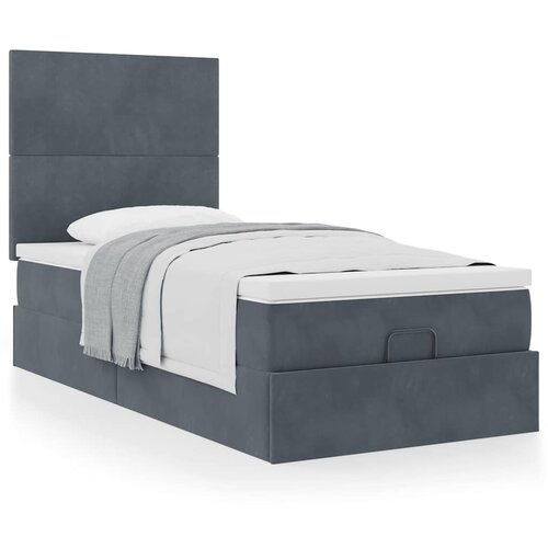 VidaXL Otomanski posteljni okvir z vzmetnicami siv 80x200 cm žamet Slike