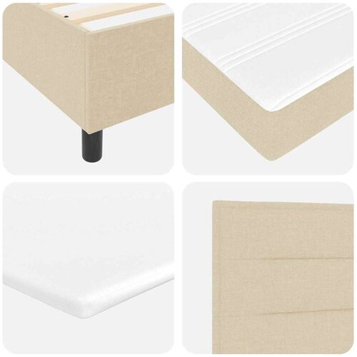  LED Box Spring Krevet s madracem Krema 90 x 190 cm tkanina Slike