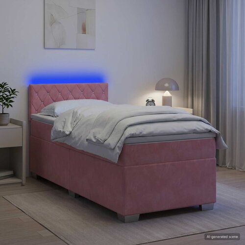  Krevet s box springom, madracem i LED-om Ružičasta 100 x 200 cm Slike