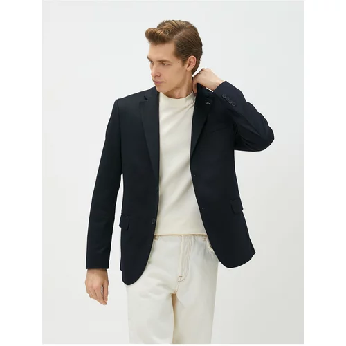 Koton Basic Blazer Jacket Brooch Detailed Buttoned Pocket Slim Fit