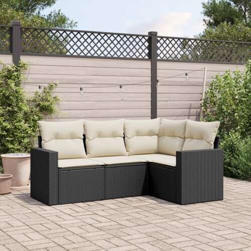  4-dijelni set vrtnih sofa od poliratana s jastucima crni Cijene