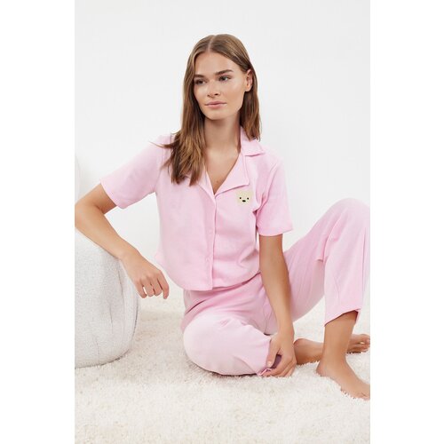 Trendyol powder animal camisole knitted pajama set Slike