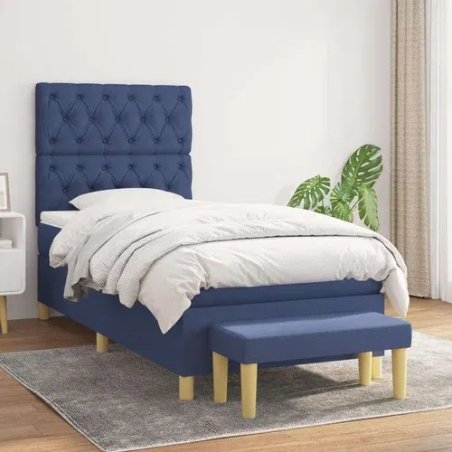  Box spring postelja z vzmetnico moder 80x200 cm blago, (20893225)
