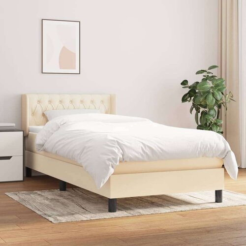 Krevet s oprugama i madracem krem 90 x 200 cm od tkanine Slike