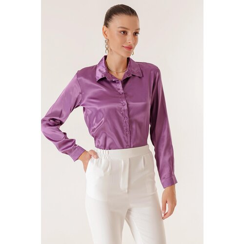 By Saygı Lightly Flowy Satin Shirt Slike