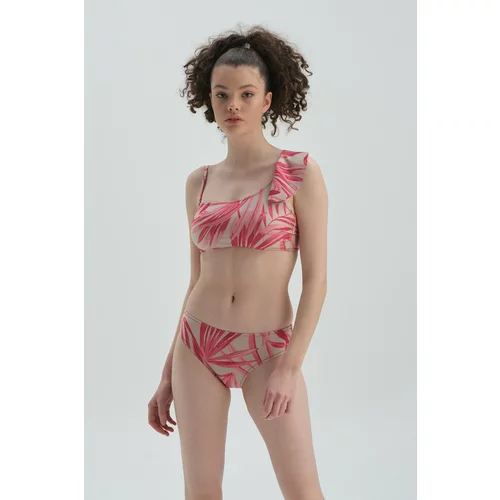 Dagi Fuchsia - Gray 6 cm High Waist Bikini Bottom.