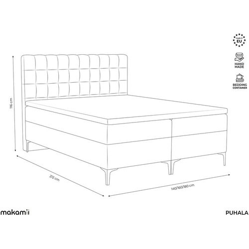 Makamii Smeđe-sivi boxspring krevet s prostorom za odlaganje 180x200 cm Puhala &amp;ndash; Slike
