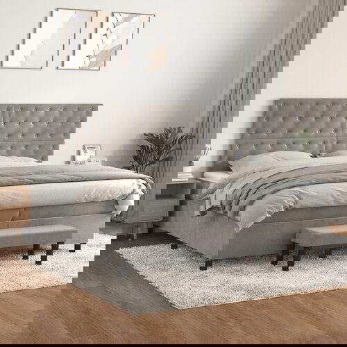 vidaXL Krevet s oprugama i madracem svjetlosivi 200x200 cm baršunasti Cene
