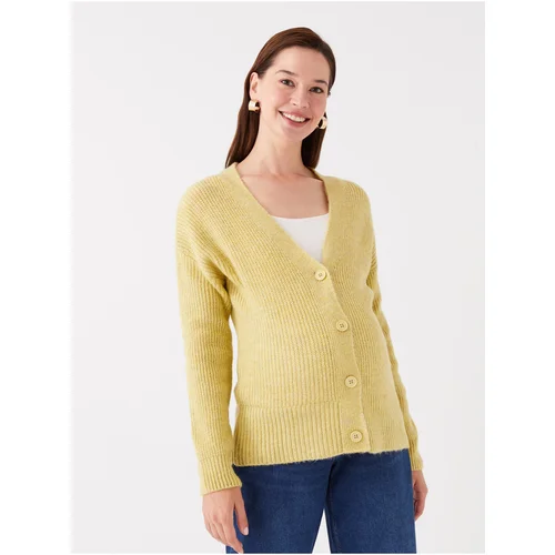 LC Waikiki V-Neck Straight Long Sleeve Maternity Sweater Cardigan