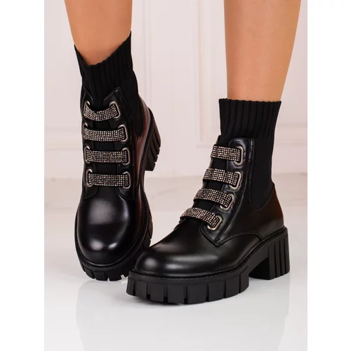SHELOVET Black women's ankle boots