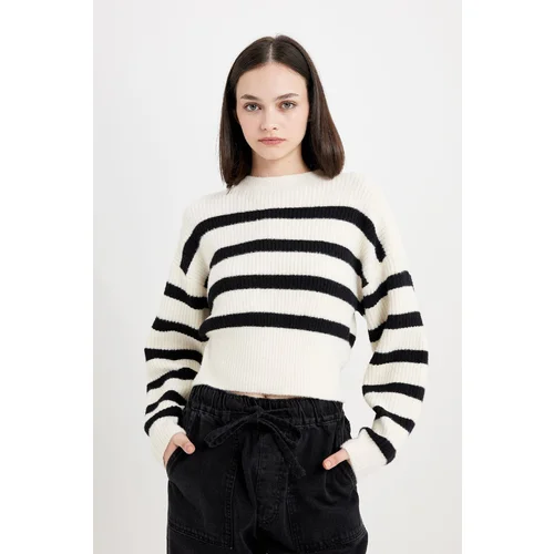 Defacto Regular Fit Striped Crew Neck Knitwear Sweater