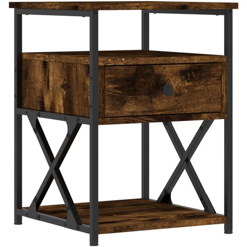 Maison Chic Nočna omarica - Nočna miza dimljeni hrast 40x42x55 cm inženirski les, (21689116) Slike