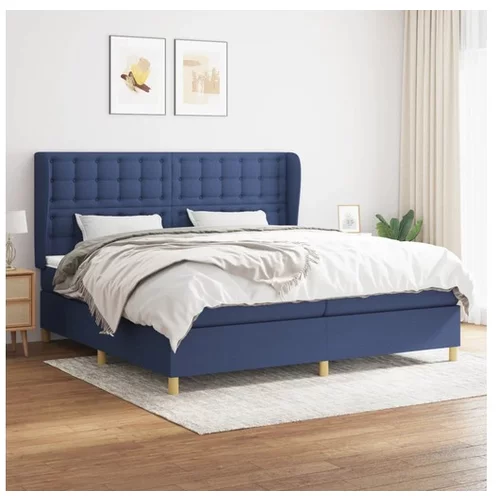  Box spring postelja z vzmetnico modra 200x200 cm blago