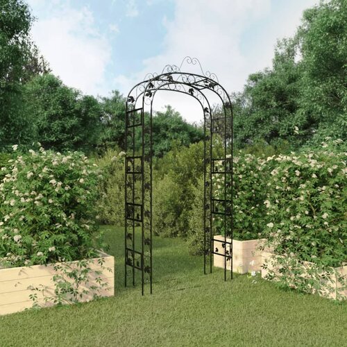 VidaXL Vrtni luk crni 116 x 45 x 240 cm čelični Slike