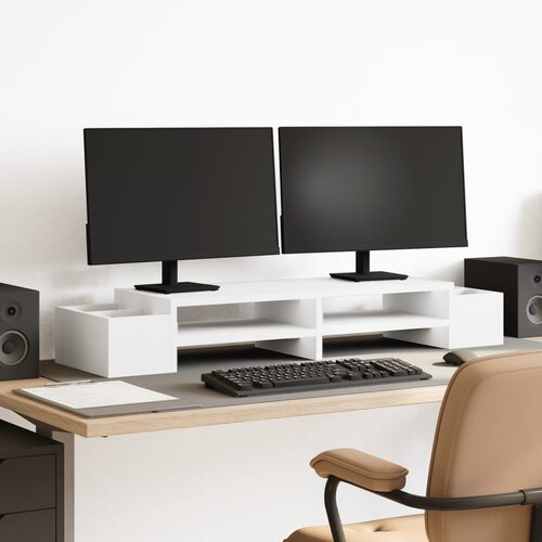 vidaXL Stalak za monitor sa spremištem bijeli 100 x 27 x 15 cm drveni Cijene