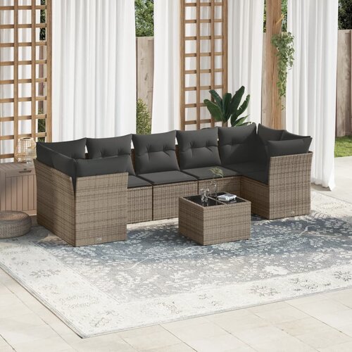 VidaXL 8-dijelni set vrtnih sofa od poliratana s jastucima sivi Slike