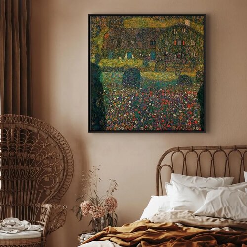  Slika - Gustav Klimt &amp;ndash; Country House on the Attersee Lake 60x60 U crnom drvenom okviru Slike