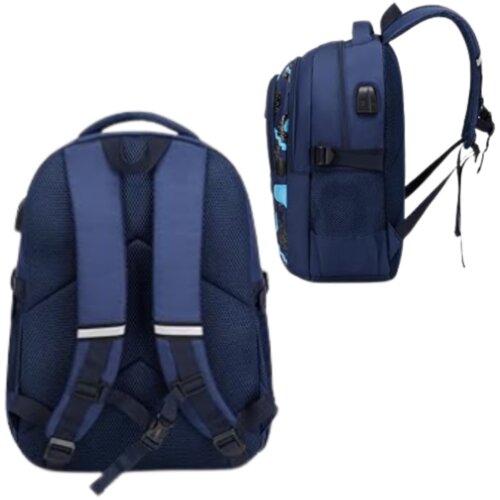  Children&amp;#039;s School Backpack Chest Strap Navy Blue Rocket Space 20L 41cm Slike
