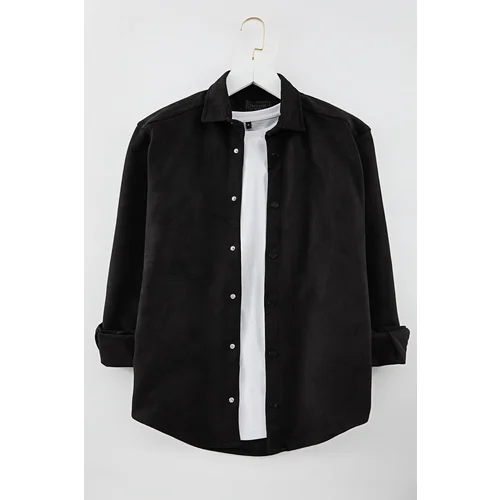 Trendyol Black Slim Fit Suede Winter Shirt