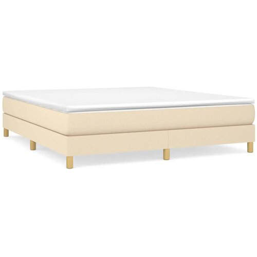 VidaXL Krevet s oprugama i madracem krem 180x200 cm od tkanine Slike