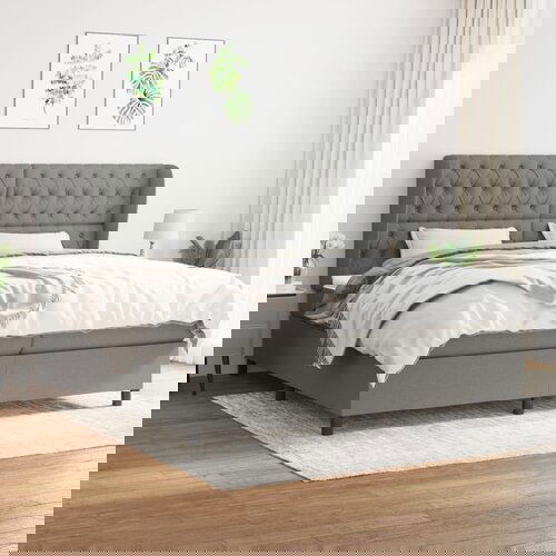 The Living Store Box spring postelja z vzmetnico temno siva 200x200 cm blago - Box Spring Postelja, (21520761) Slike