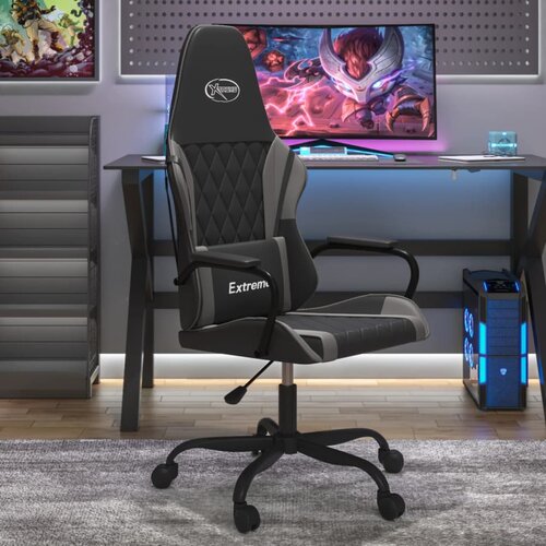 vidaXL Masažni gaming stol črno in siva umetno usnje Cene