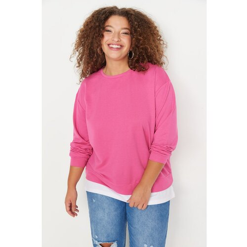 Trendyol Curve Fuchsia Altan T-Shirt Pull-out Look Knitted Thick Sweatshirt Cene