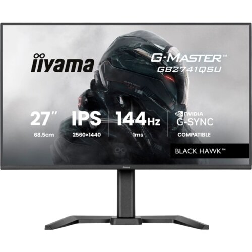 Iiyama 27" IPS Gaming, G-Master Black Hawk, G-SYNC Compatible, 2560x1440 144Hz, 300cd/m2, HDMI, DisplayPort, 1ms MPRT, Adaptive Sync, Speakers, USB 2x2.0, Black Tuner, 15cm Height Adjust Stand Cene