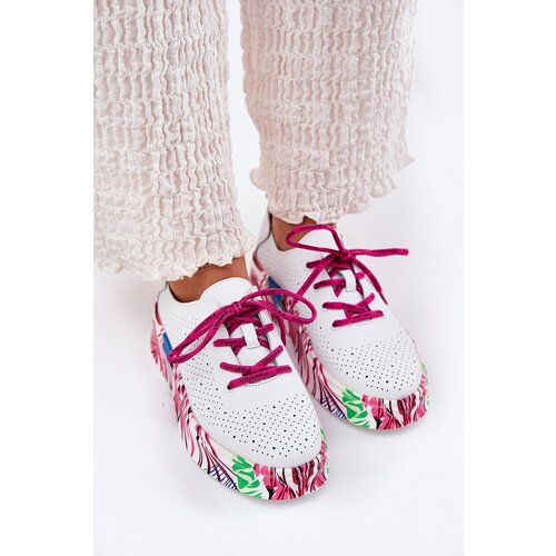 VINCEZA Women's Leather Sneakers On Patterned Platform Cijene