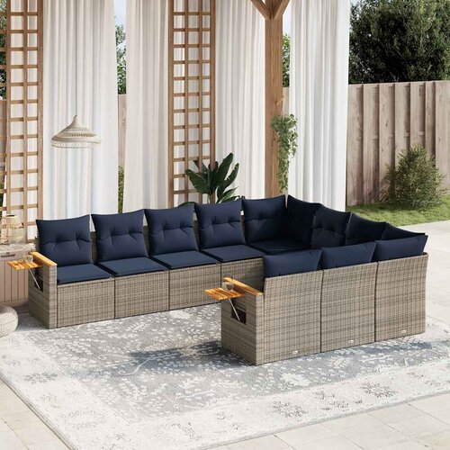  10-dijelni set vrtnih sofa od poliratana s jastucima sivi Cijene