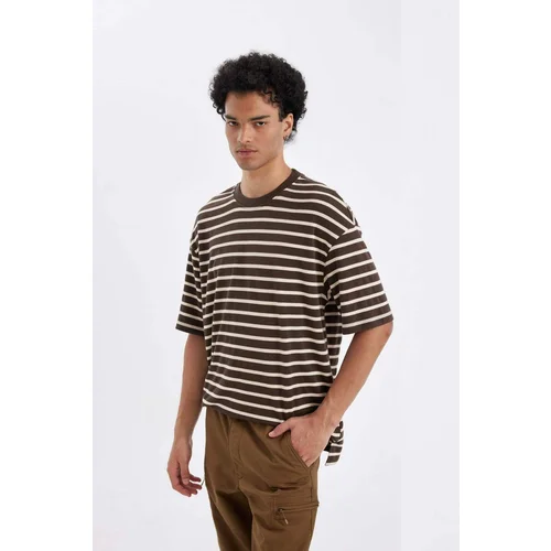 Defacto Comfort Fit Crew Neck Striped Short Sleeve T-Shirt