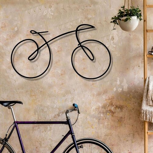 Wallxpert metalni zidni ukras 5541, bicikl u jednoj liniji, 45 x 25 cm, crni Slike