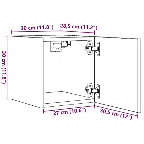  2-dijelni zidni TV ormarić Staro drvo 30 5x30x30 cm Slike